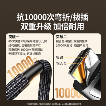 绿联HDMI2.1 4K数字高清线 3D视频线 笔记本电脑机顶盒接显示器 动态HDR大屏观影编织线身 15米 15759