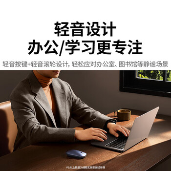 绿联商务办公星闪蓝牙双模鼠标 轻音按键 轻薄便携 Type-C充电 握感舒适 四档DPI调节 低延迟 灰色