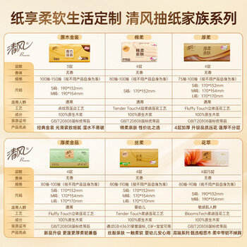 清风抽纸 丝柔4层110抽*24包L码加大 卫生纸巾 抽纸餐巾纸家用 整箱装 清风抽纸 丝柔4层110抽*24包L码加大 卫生纸巾 抽纸餐巾纸家用 整箱装