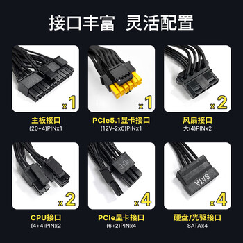 大水牛（BUBALUS）额定850W 金牌BX850台式电源（原生PCIE5.1/支持5080显卡/宽幅/4显卡供电接口/全台系电容）