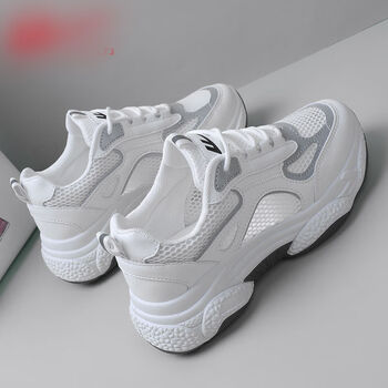 特步运动鞋女夏季薄款跑步老爹鞋子女ins潮2023新款透气运动鞋潮白色