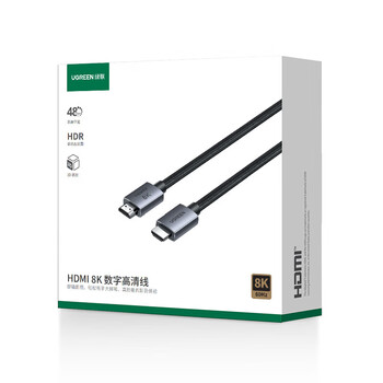 绿联HDMI2.1 4K数字高清线 3D视频线 笔记本电脑机顶盒接显示器 合金编织动态HDR大屏观影 5米 25912