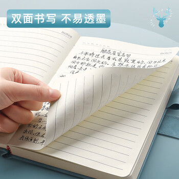 金值 a5带磁扣笔记本子超厚商务记事本加厚大学生日记本办公文具用品皮面本子工作本会议记录本 烟雾蓝/416页