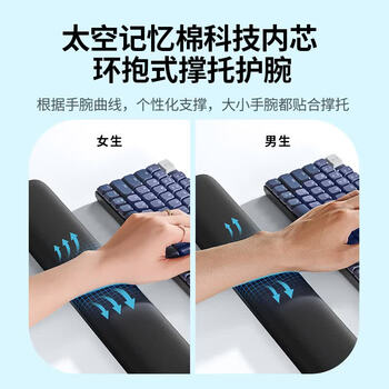绿联机械键盘办公打字腕托架 键盘鼠标护腕掌托 柔软记忆棉 亲肤舒适 人体工学腕托设计 耐磨防滑 绿色