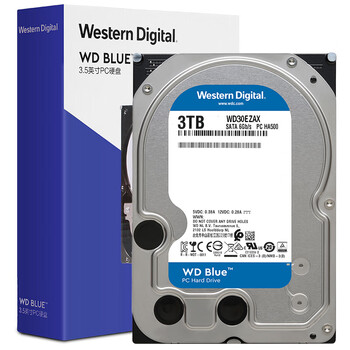 西部数据（WD）台式机硬盘 WD Blue 西数蓝盘 3TB 5400转 256MB SATA 3.5英寸CMR垂直技术DIY电脑存储机械硬盘
