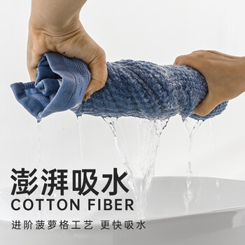 三利A类新疆棉长绒棉毛巾2条装 纯棉洗脸加厚柔软强吸水 蓝+粉