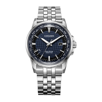 西铁城citizen万年历手表光动能不锈钢表带夜光万年历男士蓝宝石表镜