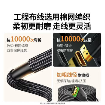 绿联HDMI线2.0版 4K数字高清线 3D视频线笔记本电脑机顶盒接显示器 多重屏蔽稳定传输 15米 25168