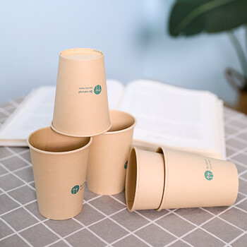 得力（deli）250ml一次性纸杯厚实竹纤维本色纸水杯加厚隔热家用杯50只装