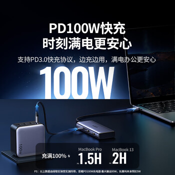 绿联Type-C双HDMI三屏异显扩展坞USB-C雷电4拓展坞分屏4K多屏炒股扩展HUB分线器适用联想戴尔电脑