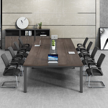 锡田家具会议桌椅组合长桌简约现代办公桌商务接待洽谈 2.4米+8把椅子