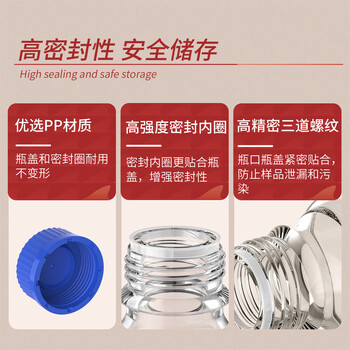 LABSHARK玻璃蓝盖试剂瓶丝口瓶耐高温螺盖样品瓶实验室密封瓶油样取样瓶分装瓶 100mL橙盖透明 1个