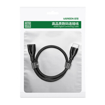 绿联HDMI2.1 4K数字高清线 3D视频线 电脑机顶盒接显示器 编织更耐用接口延长免频繁插拔 1米 60631