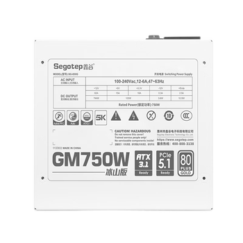 鑫谷(segotep)GM750W ATX3.1金牌全模组冰山版电源(12V-2X6支持5060Ti/5070Ti显卡/白色线材/台式电脑主机箱) 鑫谷(segotep)GM750W ATX3.1金牌全模组冰山版电源(12V-2X6支持5060Ti/5070Ti显卡/白色线材/台式电脑主机箱)
