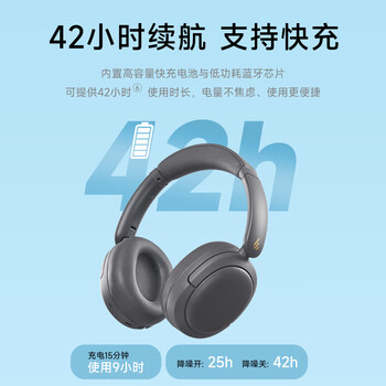 漫步者 W800BT Free 降噪版 头戴式蓝牙耳机 40H超长续航 一机双连 适用苹果华为小米 暮灰