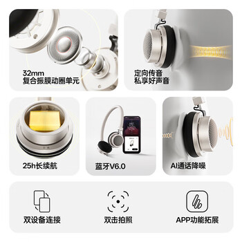 漫步者 Doo Ace 时尚复古小头戴 人体工学设计 蓝牙耳机 蓝牙6.0 高音透亮 适用苹果华为小米 贝母白