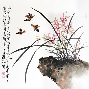 国画写意水墨兰花价格及图片表- 京东