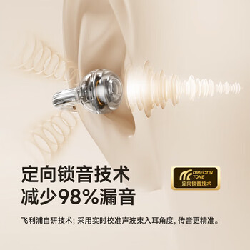 飞利浦（PHILIPS）耳夹式无线蓝牙耳机 骨传导概念 超长续航 360°全景环绕音 通话降噪 超轻化佩戴 TAT3469 蓝色