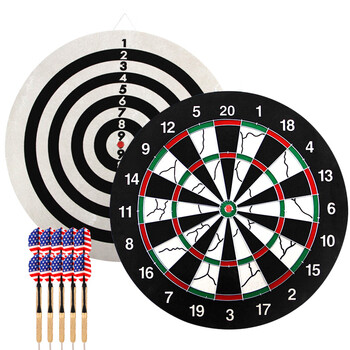 紫湖飞镖盘套装18寸双面植绒飞镖盘健身娱乐比赛飞标盘含10支加重镖针