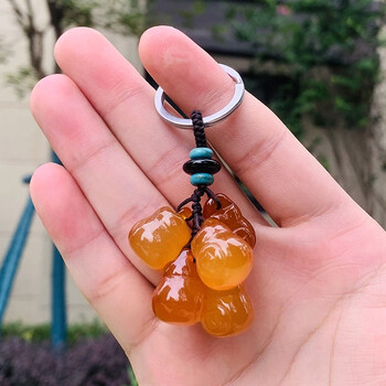 汽车钥匙扣女韩国可爱玉石饰品吊坠钥匙链创意宝马奔驰车钥匙挂件钢圈