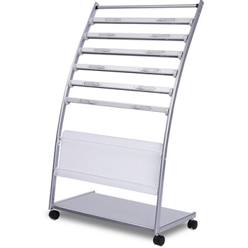 得力(deli)9303 报刊架杂志架 图书馆报夹 办公室置物架书架报夹架广告宣传册资料展示架海量型 灰色 单个装