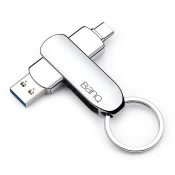 banq 256GB Type-C USB3.2 Gen1手机U盘 C90高速手机电脑两用双接口安卓苹果iPad平板Mac金属移动优盘
