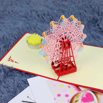 得印3D贺卡幸福摩天轮 创意生日礼物情人节元旦节卡片 送妈妈感恩老师朋友 新年贺卡明信片送老师教师节2517