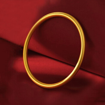 晶大福 黄金手镯素圈 哑光面古法3d硬金三生三世黄金手镯 足金999古风