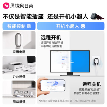 贝锐向日葵智能插座C1pro 开机插座远程控制wifi插座定时开关远程开电脑倒计时断电独立安全门阻燃壳体 黑色