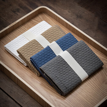 日式棉麻茶巾布吸水茶垫桌布茶道功夫零配加厚抹布茶席灰色棉质茶巾