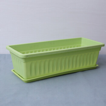 花盆种植箱阳台室内种菜盆长方形花盆配托盘多肉花盆 绿色花盆加托盘