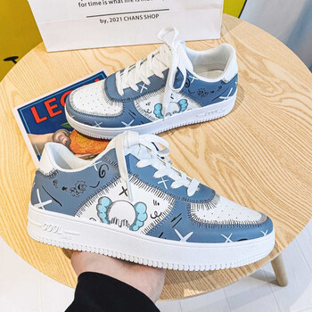 鞋子男秋季ins芝麻街联名动漫小白鞋休闲运动aj学生板鞋空军一号 m203