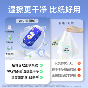 德佑湿厕纸家庭装40抽*10包 湿厕用纸湿纸巾 超厚不堵马桶新旧随机