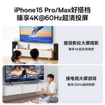 倍思拓展坞Type-C扩展坞HUB分线集线转换器4K60Hz投屏PD100W充电通用雷电4苹果华为联想笔记本电脑