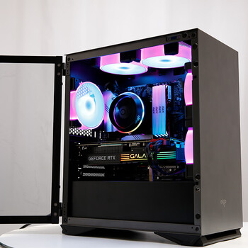 爱国者（aigo）YOGO M2钛灰色 桌面台式主机电脑小机箱（支持M-ATX主板/240水冷/侧拉式钢化玻璃/多硬盘位）