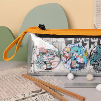 三木（SUNWOOD）二次元高透PVC动漫笔袋设计铅笔盒小众大容量文具盒收纳袋 6102 墨色