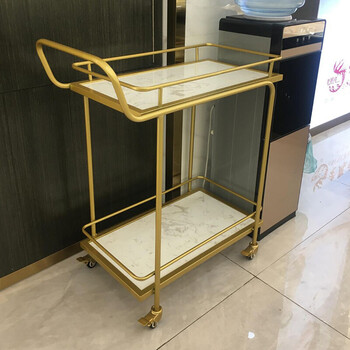 欧式酒店酒水手推车移动餐车商家用餐边柜茶水车餐厅小推车白色层板