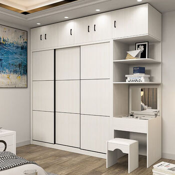 清筑北欧衣柜现代简约卧室组装木质移门储物大衣橱推拉门 [苏香桐]1.