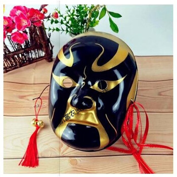 节日演出手绘pvc京剧川剧变脸道具中式脸谱国粹京剧 黑脸关羽