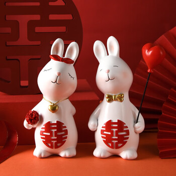 丰崟创意情侣兔子新婚布置装饰礼品新人结婚订物装情侣兔