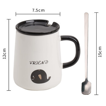 拜杰马克杯杯子礼物咖啡杯牛奶杯早餐杯带勺盖杯男女大容量水杯420ML