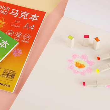 国誉(KOKUYO)A4图画本学生绘画笔记本子Campus胶装本绘图本马克笔专用 30张1本 粉色 WCN-CSKM0231