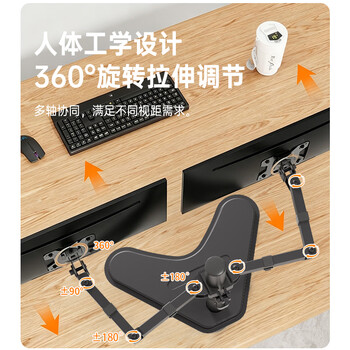 LUCKPRO双屏显示器支架 显示屏支架电脑支架多屏扩展桌面放置式底座机械臂一拖二免打孔屏幕悬空增高架 LUCKPRO双屏显示器支架 显示屏支架电脑支架多屏扩展桌面放置式底座机械臂一拖二免打孔屏幕悬空增高架
