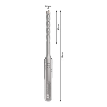 博世（BOSCH）电锤钻头四坑5系圆柄两坑两槽混凝土石工钻头5x50x110mm 1支装