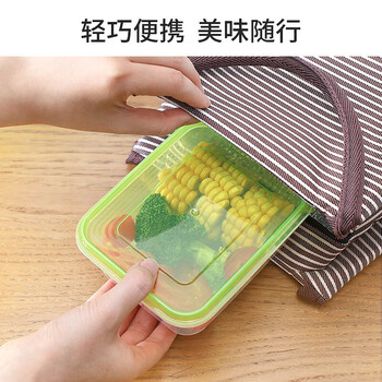 美丽雅  一次性饭盒方形600ml*3套  优选加厚带盖保鲜 储存方便卫生