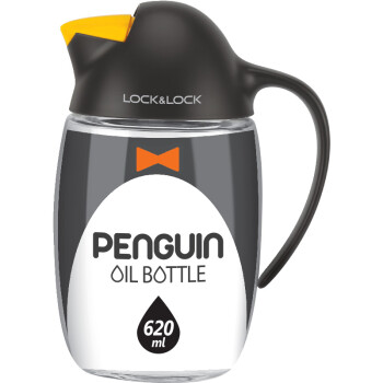乐扣乐扣（LOCK&LOCK） 玻璃油壶可爱小企鹅自动开合油壶调味料瓶620ml黄色CKO105YEL