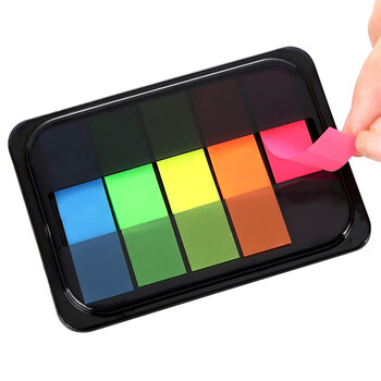 西玛 SIMAA 2个200张5色荧光膜指示标签贴纸 44*12mm抽取式便利贴便签条记事贴8450