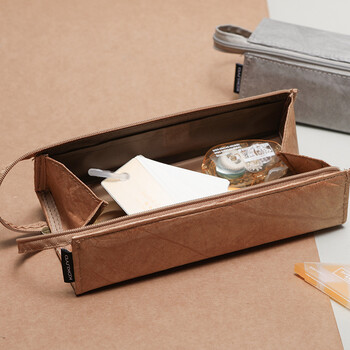 国誉（KOKUYO）大容量笔袋笔盒文具袋复古200×50×50mm茶色1个装WSG-PCT22S