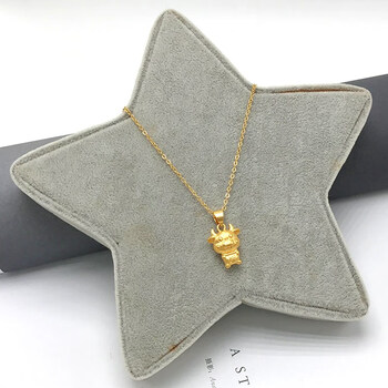 老凤祥越南沙金项链小金牛吊坠女厚金本命年新款生肖牛项坠锁骨链 发