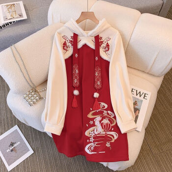 霖蒂欧拜年服女孩唐装女童新年红色衣服冬中国风大童女装本命年假两件